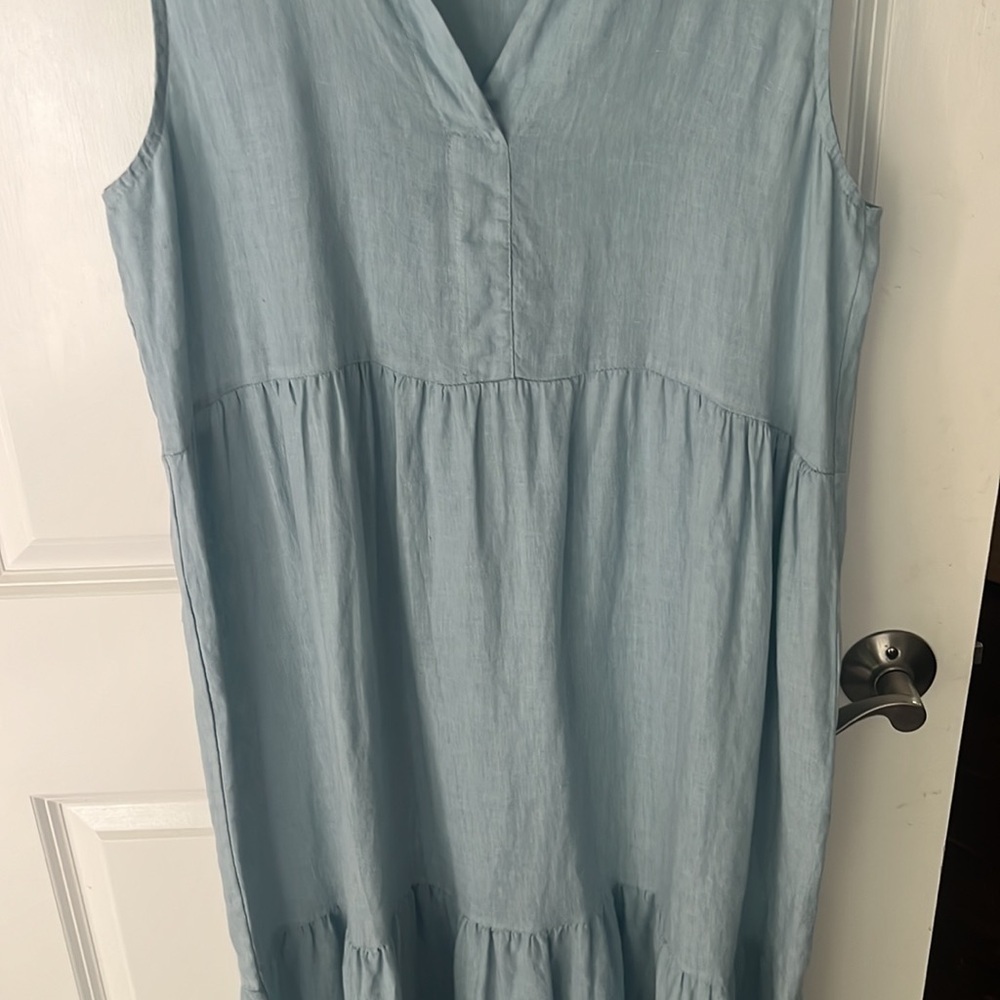 Bellambra Italy Linen Dress LT BLUE TIERED SIZE SMALL - Picture 3 of 7